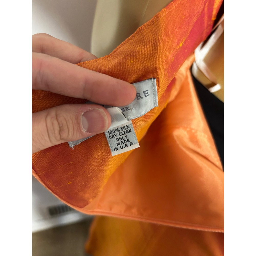 Coren Moore New York Womens Orange 100% Silk Strapless Bow Cocktail Dress Size 4 - Picture 6 of 6